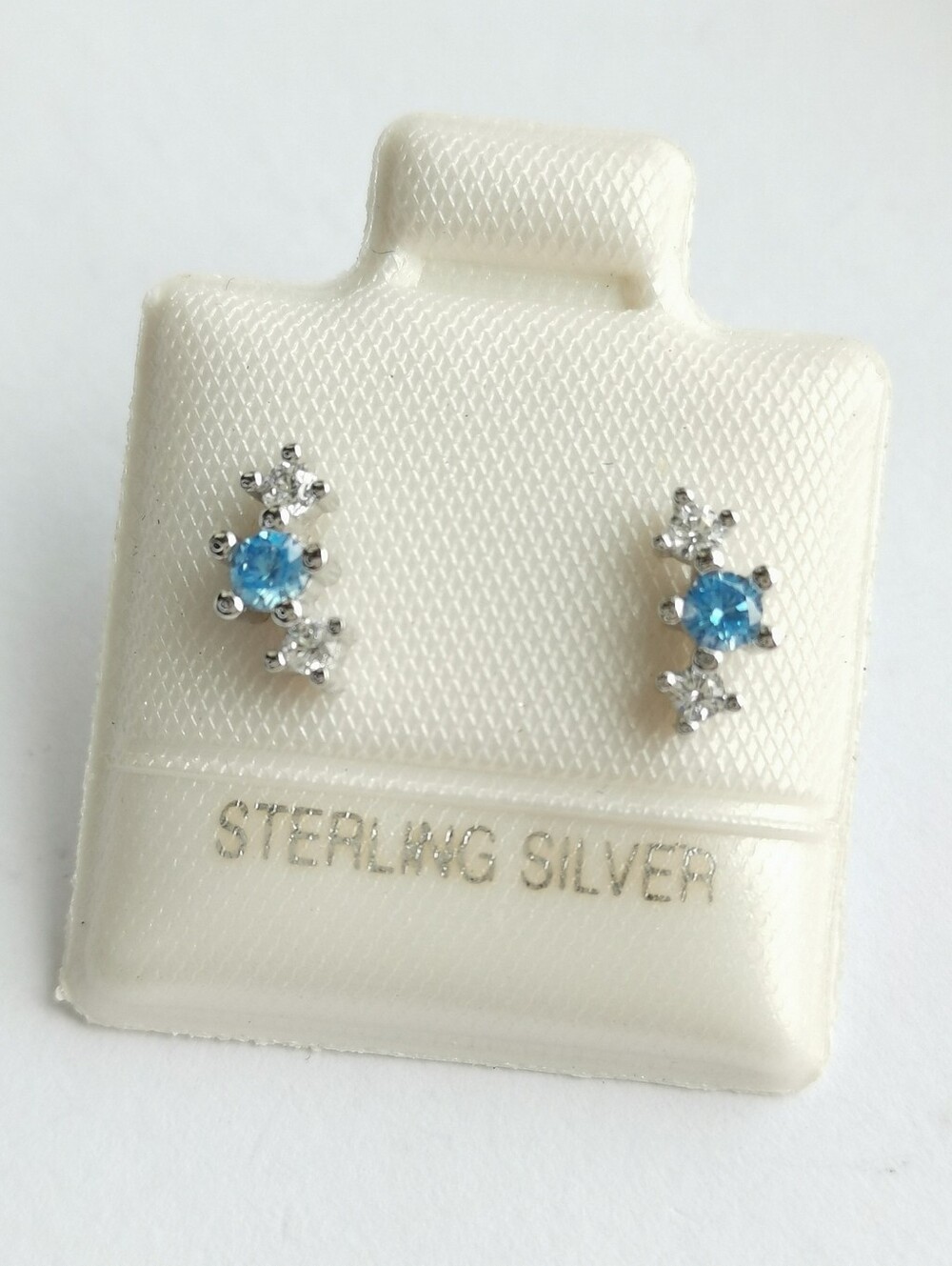 Small  stud earrings  Blue Topaz white topaz Sterling Silver 🆕